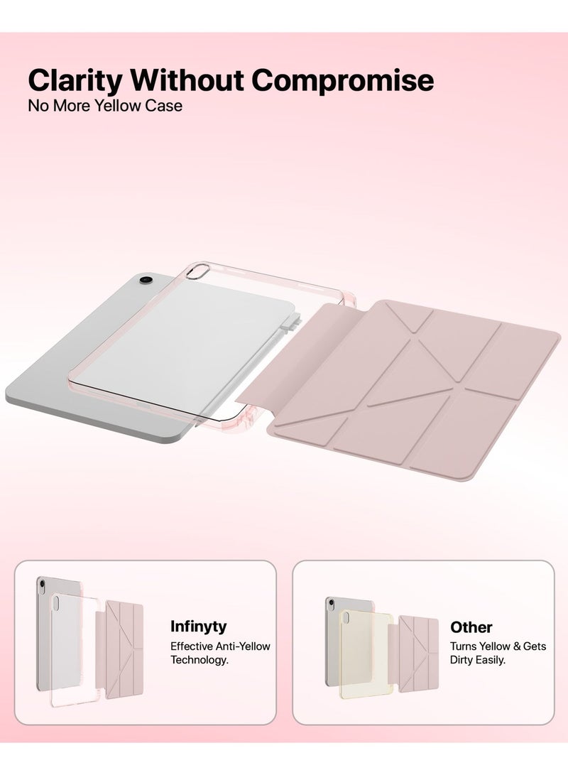 INFINYTY iPad 11th Gen 11" A16 (2025)/ iPad 10th Gen. 10.9" Case – SmartRap Pink, Convertible Tri-Fold Stand, Multi-Angle View, Magnetic Flap, Stylus Holder, Clear Back, Shockproof, Auto Sleep/Wake, Inner Microfiber Lining for Scratch-Free Screen - Image 4